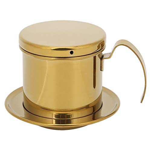 Cufaee Vietnamesischer Kaffeefilter Edelstahltopf Tropf, kein Papier Tropfkaffeetopf -Maschine Filter, Topf Set für das Haus der Küchenbüro zu Hause (Gold) von Cufaee