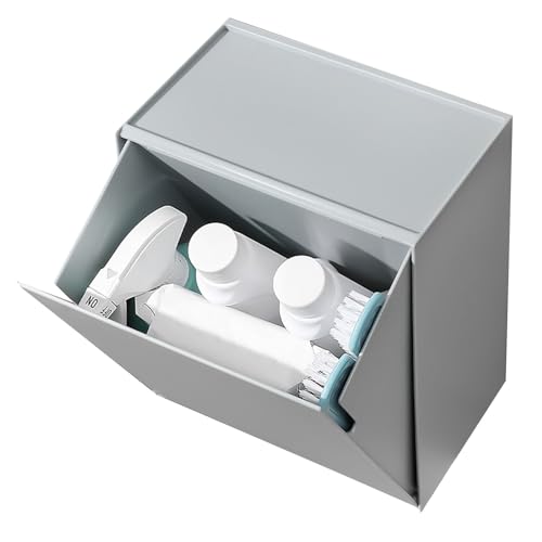 Cufaee Wall Mounted Storage Box, for Cotton Swab Floss Tissue Flip Lid Design Space Saving Large Capacity Wall Mounted Storage Organizer Box (Grau) von Cufaee