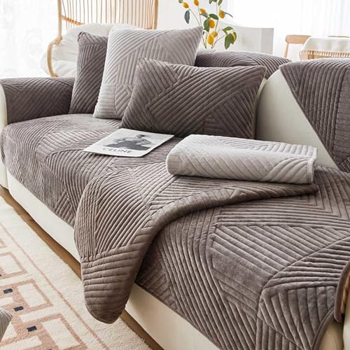 Cugzue Sofabezug Ecksofa L Form, Couch Überzug U Form, 1 2 3 4 Sitzer Sofa Überzug Samt, Sofaüberwurf Sofaschoner rutschfest, Pets Dog Sofa Überwurf Sofaschutz,#6-45x45cmpillowcase von Cugzue