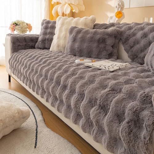 Sofabezug Ecksofa 1 2 3 4 Sitzer Kaninchen Plüsch Couch/Sofa Bezüge, Universelle rutschfeste Couch Bezug L-Form Sofaschoner Katze, Waschbar Sofaschutz, Sofaüberwurf, Sofa Überwurf,A-110x180cm von Cugzue