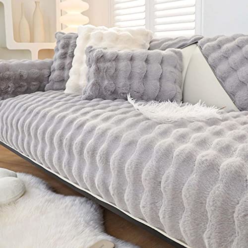 Sofabezug Ecksofa 1 2 3 4 Sitzer Kaninchen Plüsch Couch/Sofa Bezüge, Universelle rutschfeste Couch Bezug L-Form Sofaschoner Katze, Waschbar Sofaschutz, Sofaüberwurf, Sofa Überwurf,E-70x120cm von Cugzue