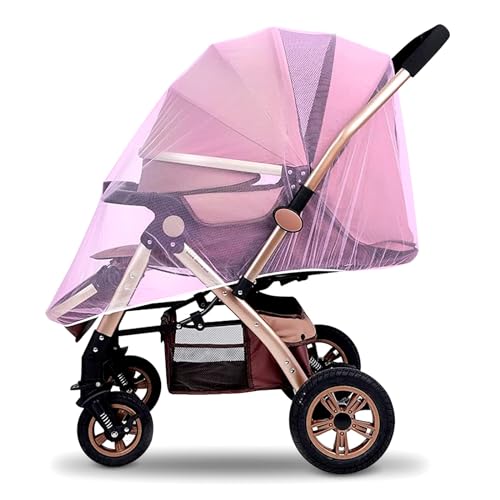 Mückennetz Kinderwagen, Kinderwagen Zubehör für den Sommer, Universal Insektenschutz Moskitonetz Kinderwagen Reißfest, idealer Schutz vor Wespen Stechmücken feinem Netzgewebe(Rosa) von Cuidongsheng