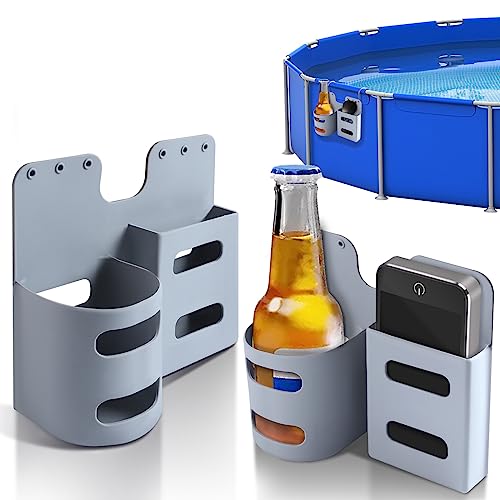 2 Stück Pool Getränkehalter Bier, Multifunktionaler Poolzubehör, Whirlpool Getränkehalter, Getränkehalter Ohne Verschütten, Getränkehalter Für Schwimmbäder, Oberirdischer Poolkorb mit Haken von Cuidongsheng