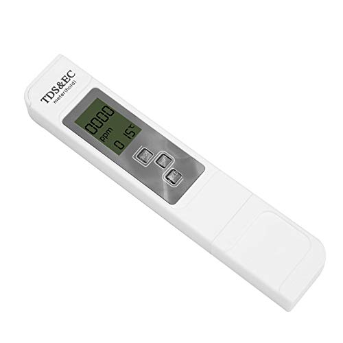 3-in-1-Multifunktions-Wassertester, Digitales Temperatur-TDS-EC-Messgerät, Tragbarer Wasserqualitätstester mit Großem LCD-Display, ±2% Genauigkeit, Messbereich 0-9990 Ppm/0-9990 Us/cm/0 °C ~ 80 °C von Cuifati