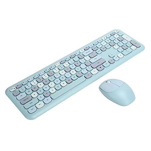 Cuifati 2,4 G Kabelloses Tastatur- und Maus-Set, 110 Tasten, Computerzubehör (Blaues, gemischtes Farb-Funkset 666) von Cuifati