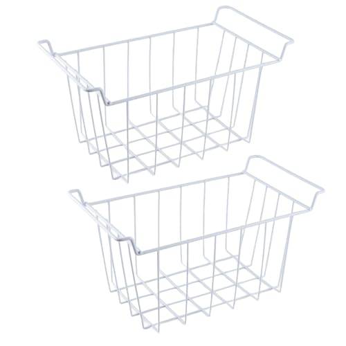 Cuifati 2 Pack -Gefrierschrank -Organisatorbehälter, Kühlschrankdrahtkörbe mit Griffen, Große Haushaltsbehälterbehälter für Küchenschränke, (L 47,5 cm x W 24,5 cm x H 20 cm) von Cuifati