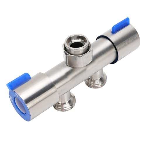 Cuifati Außenhahnsplitter, Multifunktionalschlauchlattsplitter 304 Edelstahl Verdickte G1/2 -Auslass Rugged 2 Wasserversorgung für Warmwasserbereiter von Cuifati