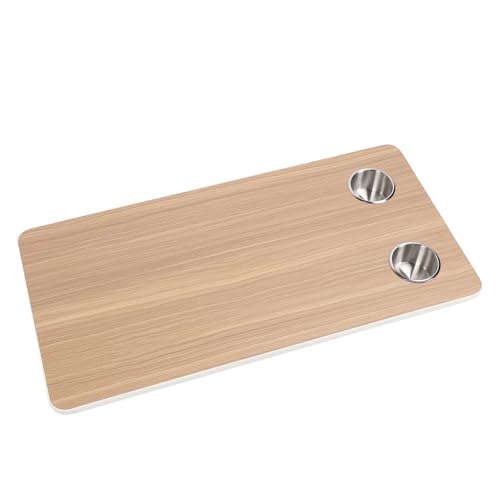 Cuifati Bootte -Tischplatte, Einfach zu Reinigen RV -Tischplatte mit 2 Tasse Halter 31.49x15.74in Modisch für Trailer Yacht Deck Deck (Brown) von Cuifati