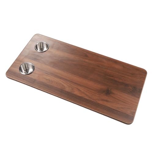 Cuifati Bootte -Tischplatte, Einfach zu Reinigen RV -Tischplatte mit 2 Tasse Halter 31.49x15.74in Modisch für Trailer Yacht Deck Deck (Holzfarbe) von Cuifati