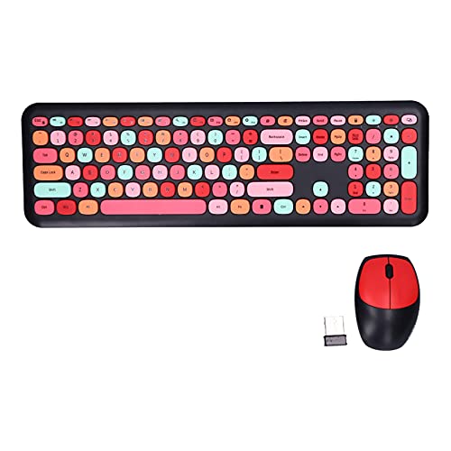 Cuifati Drahtlose Retro-Tastatur-Maus-Kombination, High-Key-Design, Geräuschloser Schreibmaschinenstil, USB-Laufwerk, Ergonomischer Winkel, Stromsparen, 110 (Schwarzes Tastatur- und von Cuifati