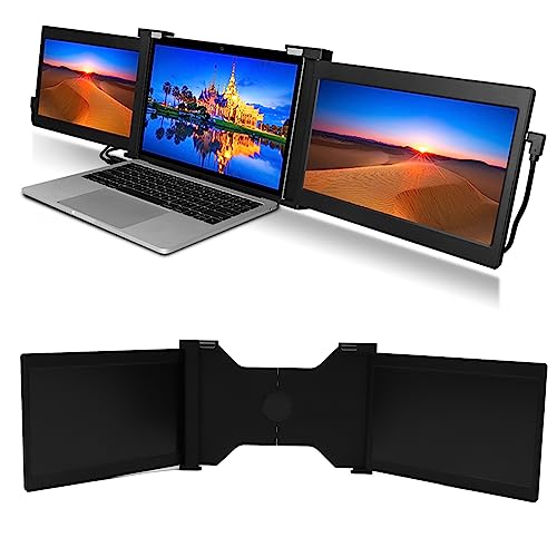 Cuifati Dreifacher Tragbarer für Laptop, 11,9-Zoll-FHD-IPS-HDR-Laptop-Monitorbildschirm Externer Dual-Screen-Extender mit Ständer für 13,3- Bis 16,5-Zoll-Laptop-Telefone für von Cuifati