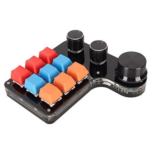 Cuifati Einhändige Makromechanische Tastatur, Programmierbare Kabelgebundene Tastatur mit 9 Tasten und 3 Knöpfen, Universelle Blaue Schalter, Mechanische -Makro-Gaming-Tastatur von Cuifati