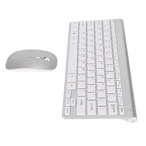 Cuifati Intelligentes Kabelloses Tastatur-Maus-Set mit LED-Anzeige, Wasserdicht, Stromsparend, Kompaktes Tastatur-Maus-Set für das Büro (Silber) von Cuifati