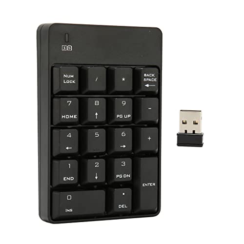 Cuifati Kabellose Nummernblöcke, 2,4 G Kabelloser Ziffernblock, 18 Tasten, Soft-Press-Touch, USB-Nummernblock, Externe Nummernblock-Tastatur für Desktop-Laptop-Tablet für Heimarbeit, Büro (Schwarz) von Cuifati