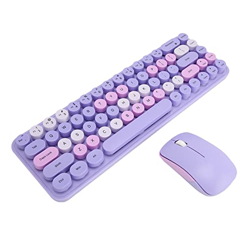 Cuifati Kabelloses Tastatur-Maus-Set, 68 Tasten, Farbige Punk-Gaming-Tastatur mit 1600 DPI Einstellbarer Maus, Niedliche Tastatur-Maus-Kombination für Mädchen (Lila Mischfarbe) von Cuifati