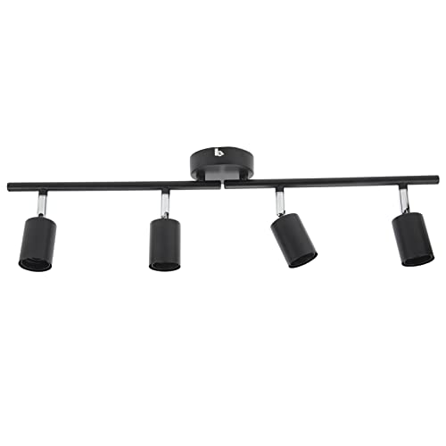 Cuifati LED 4 Light Track Lighting Kit, Schwarze Decke Scheinwerfer mit Faltbaren Licht Armen, 60W Verstellbarer Winkel für Küche Wohnzimmer Schlafzimmer von Cuifati