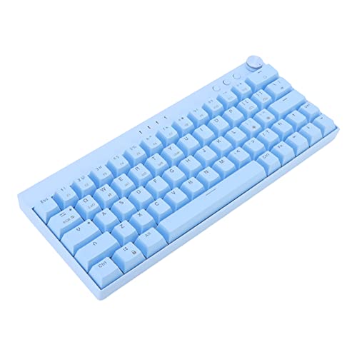 Cuifati Mechanische Kabellose Gaming-Tastatur mit 64 Tasten (, 2,4 GHz, Verkabelt), Blaue N-Key-Rollover-Gaming-Tastatur mit Knob RGB, Wiederaufladbarer 1800-mAh-Akku, Verkabelte (Blauer Schalter) von Cuifati