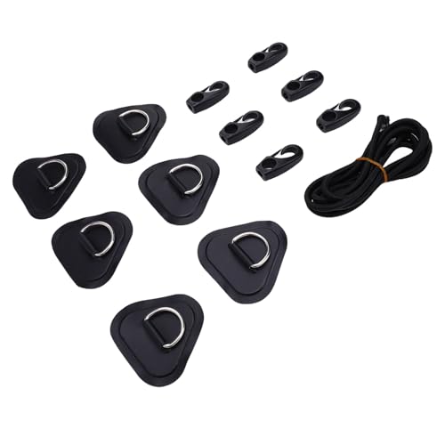 Cuifati Paddelbrett D Ringe, D Ring PVC -Patch mit Elastischen Kabelhaken 8,2ft Kabel Einfach für Glattes Röbelbootkajak -Kanu Surfbrett zu Verwenden (Black) von Cuifati