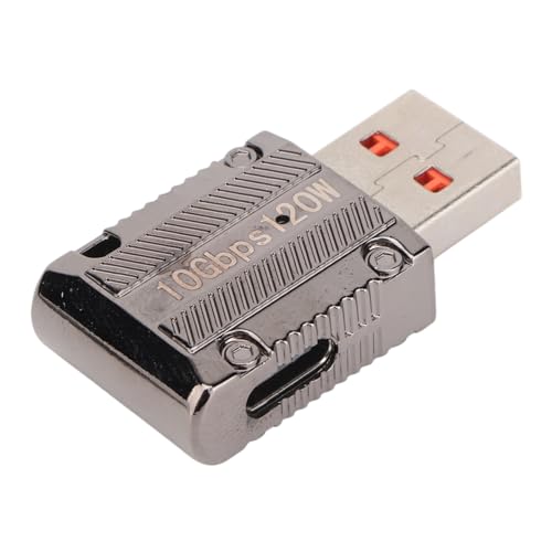 Cuifati USB-Stecker auf Typ-C-Buchse-Adapter, Bis zu 10 Gbit/s Super-Speed-Datensynchronisierung, 120 W Schnelles Aufladen, Gehäuse aus Zinklegierung, Handys, Laptops, Ladegeräte, von Cuifati