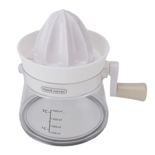Cuifati Zitrus-Entsafter Handbuch, Handheld Anti-Rutsch-Deckel-Rotations-Extraktor, Haushalt Kompakter Tragbarer Presser für Saft Orangen Zitronen Limetten, Obst (WHITE) von Cuifati