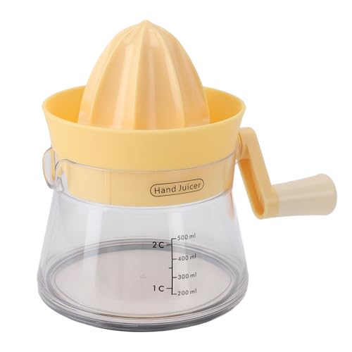 Cuifati Zitrus-Entsafter Handbuch, Handheld Anti-Rutsch-Deckel-Rotations-Extraktor, Haushalt Kompakter Tragbarer Presser für Saft Orangen Zitronen Limetten, Obst (YELLOW) von Cuifati