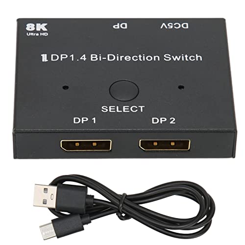 DisplayPort Switch 2x1/1x2 DisplayPort 8K DP 1.4 Switch Bi-Direction 8K@30Hz 4K@120Hz Splitter Converter für Mehrere Quellen und Displays. (8 TAUSEND) von Cuifati