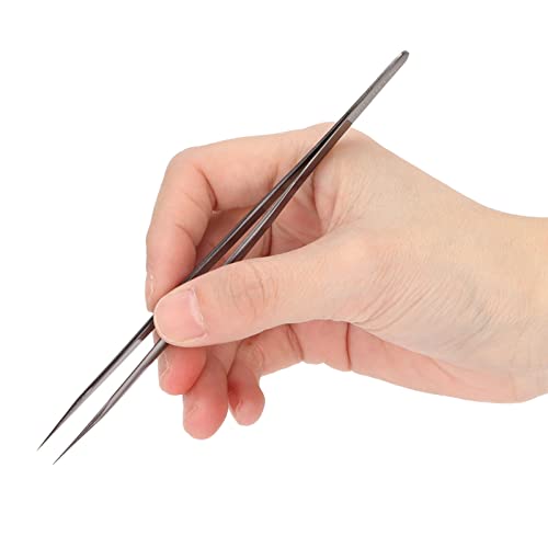 Hochpräzise Pinzette aus Edelstahl, HMT‑11TI‑PRO Pinzette/Pinzette mit Gerader Konischer Ultrafeiner Spitze, Antimagnetisch, Hohe Härte, Langlebige Edelstahl-Laborpinzette von Cuifati