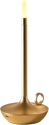 Cuifati Kabellose Tischlampe, Innovative Flammenlose Kerzenlampe, Touch-Steuerung, 3 Helligkeitsstufen Dimmbar, Minimalistische Metall-Ambientelampe f¨¹r (GOLD) von Cuifati