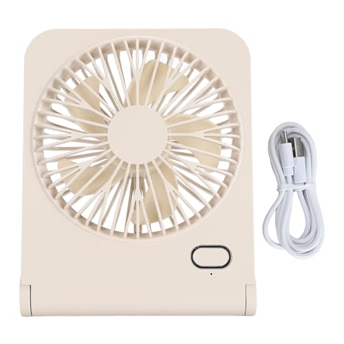 Kleiner Schreibtisch Ventilator, 2000mah 6 Stunden Akku 3 Geschwindigkeiten Einstellbarer Starker Wind Ruhiger, USB C Wiederauf Ladbarer Batterie Betriebener Persönlicher (Hellgelb) von Cuifati
