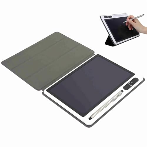 LCD-Schreibtafel, 9-Zoll-Elektronisches Zeichenblock mit Stift, Tragbarer Digitaler Notizblock mit Kunstleder Etui, für Arbeit, Studium, Geschäfts Treffen (schwarz (mit Lederetui)) von Cuifati