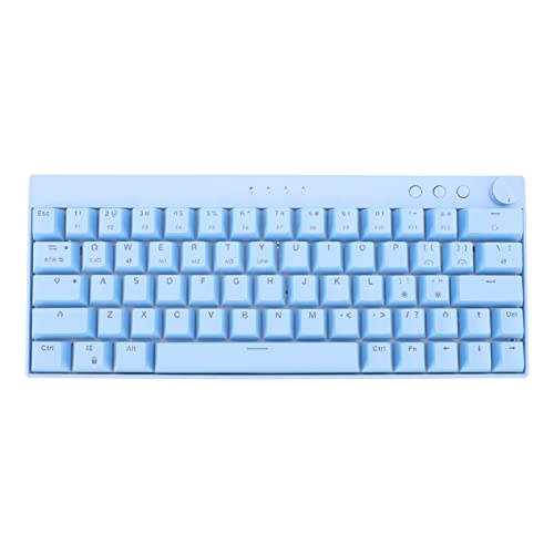 Mechanische Kabellose Gaming-Tastatur mit 64 Tasten (, 2,4 GHz, Verkabelt), Blaue N-Key-Rollover-Gaming-Tastatur mit Knob RGB, Wiederaufladbarer 1800-mAh-Akku, Verkabelte (Linearer Aktionsschalter) von Cuifati