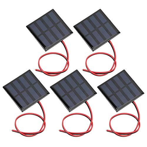 Cuifati Mini-Solarpanel, 5-teilige DIY-Zellen-Sonnensystem-Kits, 60 x 60 mm Mini-Solarzellen, für Solarrasenleuchten, Solarlandschaftsleuchten von Cuifati