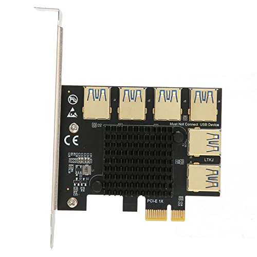 Cuifati PCIe 1 Bis 6 Riser-Karte, PCIe Splitter 1 Bis 6 PCI Riser-Karte, 6 Riser in 1 PCI-Karte, PCIe Riser 1X zu Externem 6 PCI-e USB 3.0-Adapter-Multiplikator für Bitcoin Miner-Gerät von Cuifati