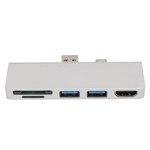 USB-C-Dockingstation für Surface Pro 7, 5-in-2-Dock-Konverter-Adapter, Laptop-Hub mit 2 USB3.0 (5 Gbit/s), HDMI-Adapter 4K, SD-TF-Kartenleser-Steckplatz, Kompatibel für Win 10 8 7 (Silber) von Cuifati