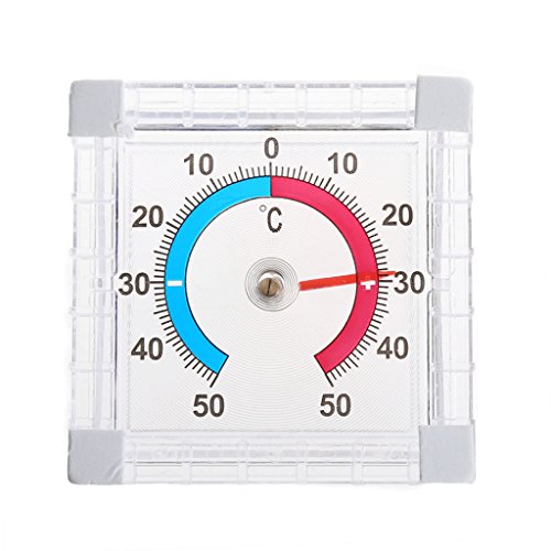 Cuigu Thermometer für Fenster, selbstklebend, transparent, Wand, Innen- und Außenbereich, Gewächshaus von Cuigu