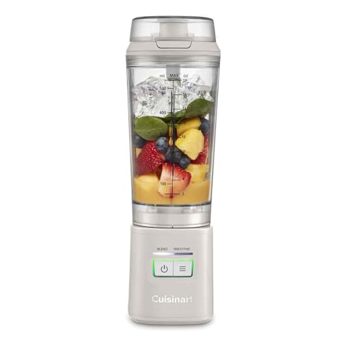 Cuisinart® Blast & Go Kabelloser Mixer | Wiederaufladbar per USB-C | 500 ml BPA-freier Reisebecher | 20.000 U/min Motor | 2 Programme: Mixen & Smoothie | Smoothies, Proteinshakes, Eis crushen, Milchsh von Cuisinart