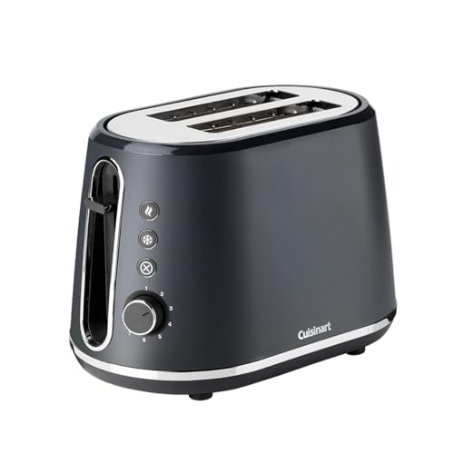 Cuisinart 2-Schlitz Toaster mit 7 Bräunungsstufen und extra breiten Schlitzen mit Selbstzentrierung und Krümelschublade, auch für Brötchenhälften geeignet, schiefer grau, CPT780E von Cuisinart