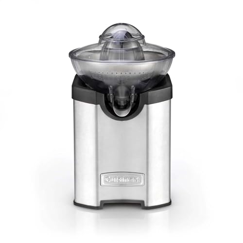 Cuisinart Saftpresse, Zitruspresse zum automatischen Entsaften von Zitrusfrüchten, mit BPA-freiem Kunststoffbehälter, Spritzschutz und spülmaschinenfesten Einzelteilen, CCJ210E, Edestahl von Cuisinart