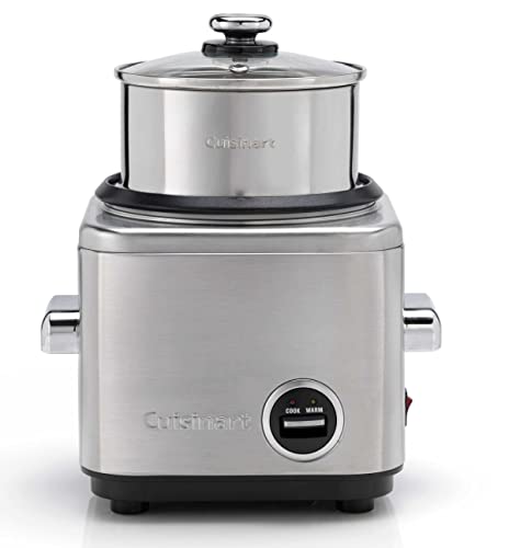 Cuisinart Reiskocher mit Aufsatz zum Dampfgaren für 12 Portionen, 1L Fassungsvermögen, CRC800E, Edelstahl von Cuisinart