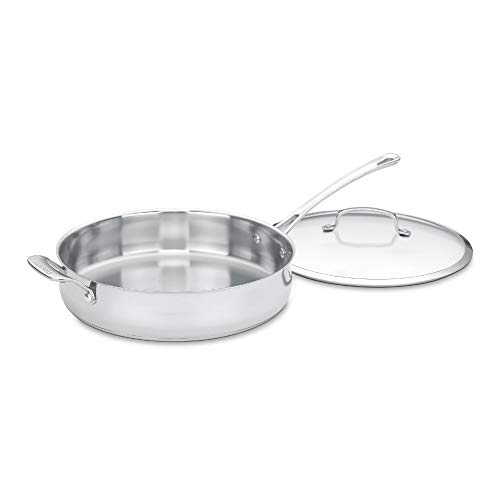 Cuisinart Contour Saute-Pfanne, Edelstahl, mit Hilfsgriff und Glasabdeckung, silberfarben von Cuisinart