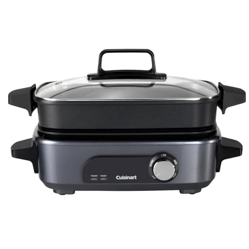 Cuisinart Cooking, 5-in-1 Multikocher zum Grillen, Anbraten, Dämpfen, Simmern und Kochen, Multicooker mit Antihaftbeschichtung für leichte Reinigung, Mitternachtsgrau, GRMC3E von Cuisinart