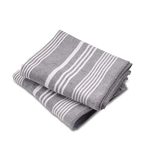 Cuisinart Fouta Küchentücher mit antimikrobieller Garnfarbe, 40 x 70 cm, dunkel Grey Stripe, 2er-Set von Cuisinart