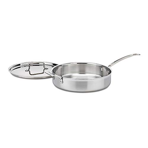 Cuisinart MCP33-30HN MultiClad Pro Sautepfanne, 3-lagig, 5,5 Quart Sautepfanne, Schmorpfanne mit Helfer und Deckel von Cuisinart