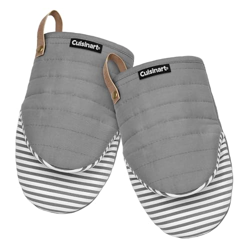 Cuisinart Mini-Ofenhandschuhe, hitzebeständige Küchenhandschuhe für den Ofen, mit rutschfestem bedrucktem Silikon, Baumwollfüllung und Kunstlederschlaufe, langlebiges Ofenhandschuh-Set zum Kochen und von Best Brands