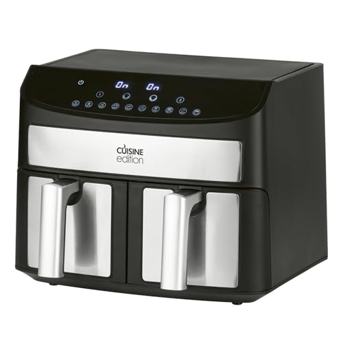 CUISINE EDITION Heißluftfritteuse XXL | Airfryer mit 7 Litern | Heißluftfritteuse 2 Kammern | Mit 10 Programmen, Timer und Warmhaltefunktion | Airfryer XXL, 2 Körbe, Haushaltsgeräte von Cuisine Edition