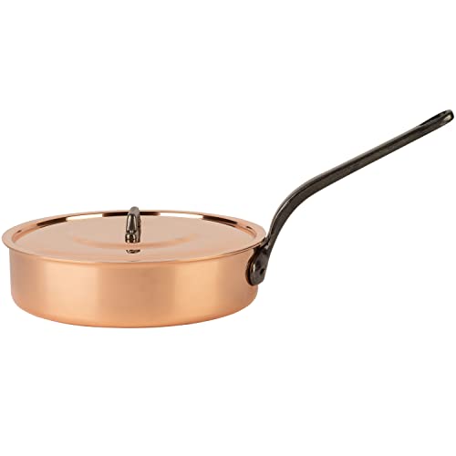 Cuisine Romefort | Kupfersauteuse verzinnt mit Gusseisengriff und Deckel Ø 28 cm | traditionelle Schmorpfanne aus massivem Kupfer | Pfanne aus Frankreich mit hohem Rand (28 cm) von Cuisine Romefort