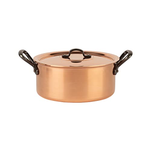 Cuisine Romefort | Kupfertopf verzinnt mit Gusseisengriff und Deckel Ø 20 cm | traditioneller Schmortopf aus massivem Kupfer | Bratentopf aus Frankreich ideal für Suppen und Eintöpfe (20 cm) von Cuisine Romefort