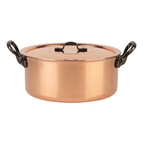 Cuisine Romefort | Kupfertopf verzinnt mit Gusseisengriff und Deckel Ø 24 cm | traditioneller Schmortopf aus massivem Kupfer | Bratentopf aus Frankreich ideal für Suppen und Eintöpfe (24 cm) von Cuisine Romefort