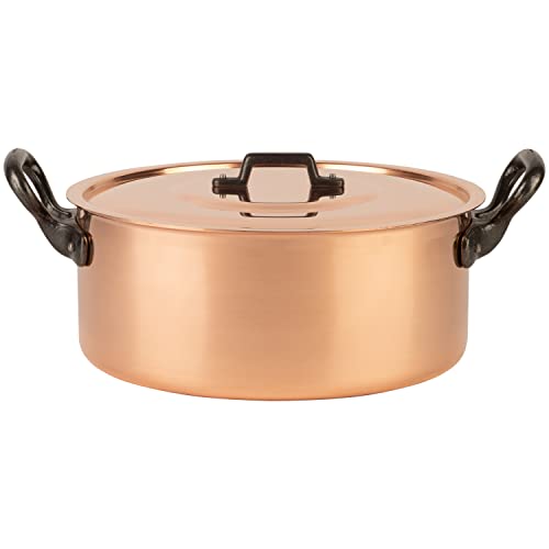 Cuisine Romefort | Kupfertopf verzinnt mit Gusseisengriff und Deckel Ø 28 cm | traditioneller Schmortopf aus massivem Kupfer | Bratentopf aus Frankreich ideal für Suppen und Eintöpfe (28 cm) von Cuisine Romefort