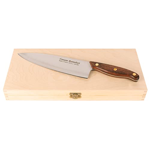 Cuisine Romefort | Scharfes Carbonstahl XC75 Chefmesser 22cm | Messer, Kochmesser mit Holzgriff | Küchenmesser mit 58 Rockwell gehärtet (Carbonstahl XC75) von Cuisine Romefort